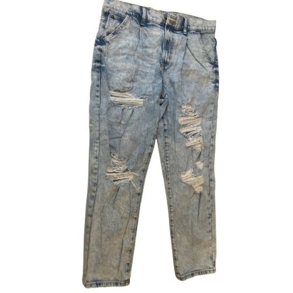 SO Womens Vintage 1990s Jeans Mom High Rise Straight Leg Distressed Blue 13/31W - Picture 1 of 10